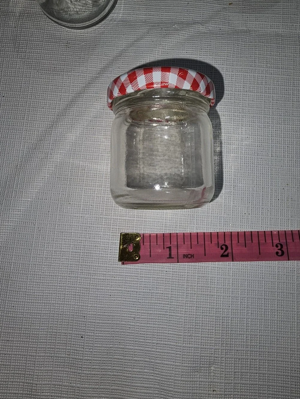 Red Gingham Glass Jam Jar Set - Unbranded